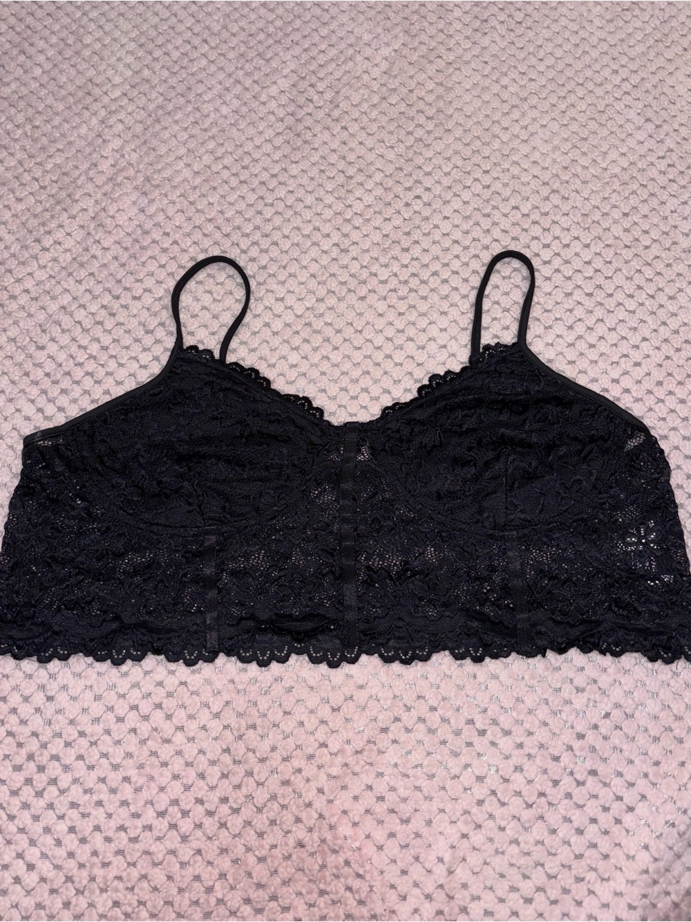 SHEIN Black Lace Bralette with Scalloped Trim
